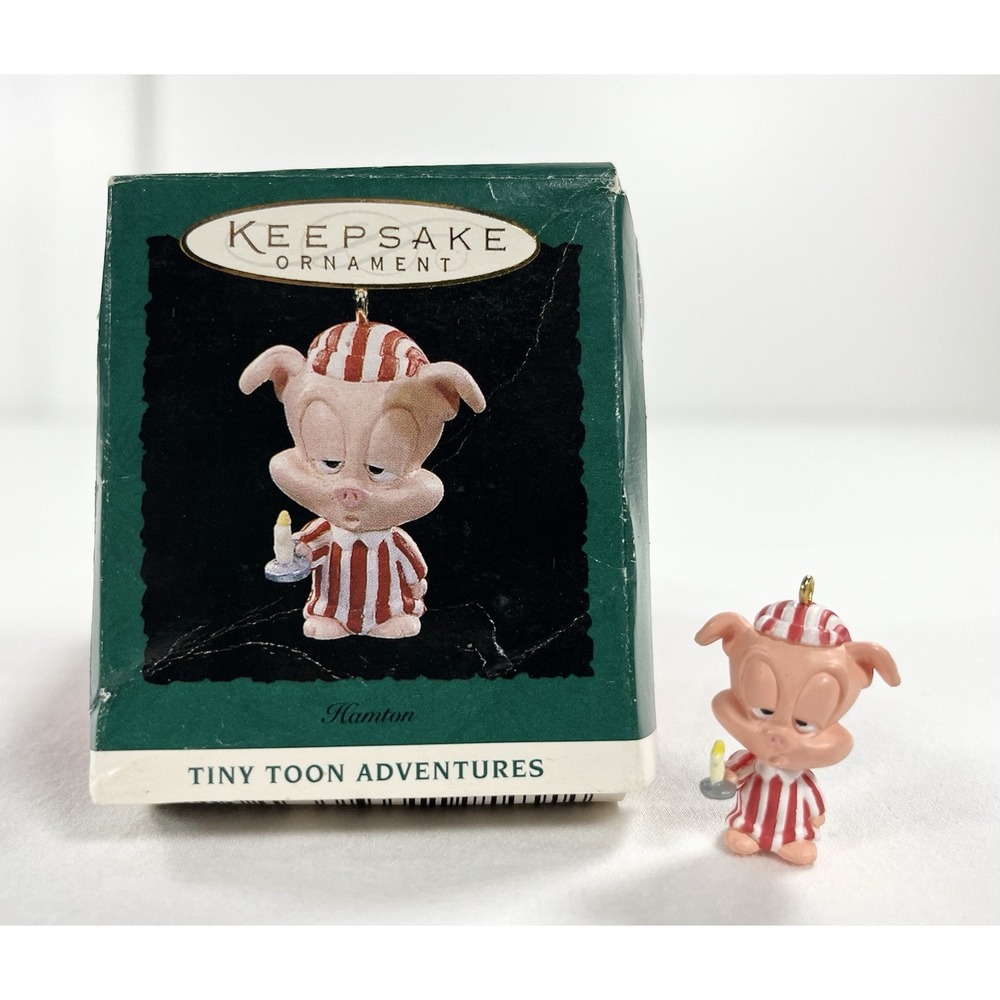 Vintage 1994 Hallmark Tiny Toon‎ Adventures Hamton Pig Miniature Ornament Boxed